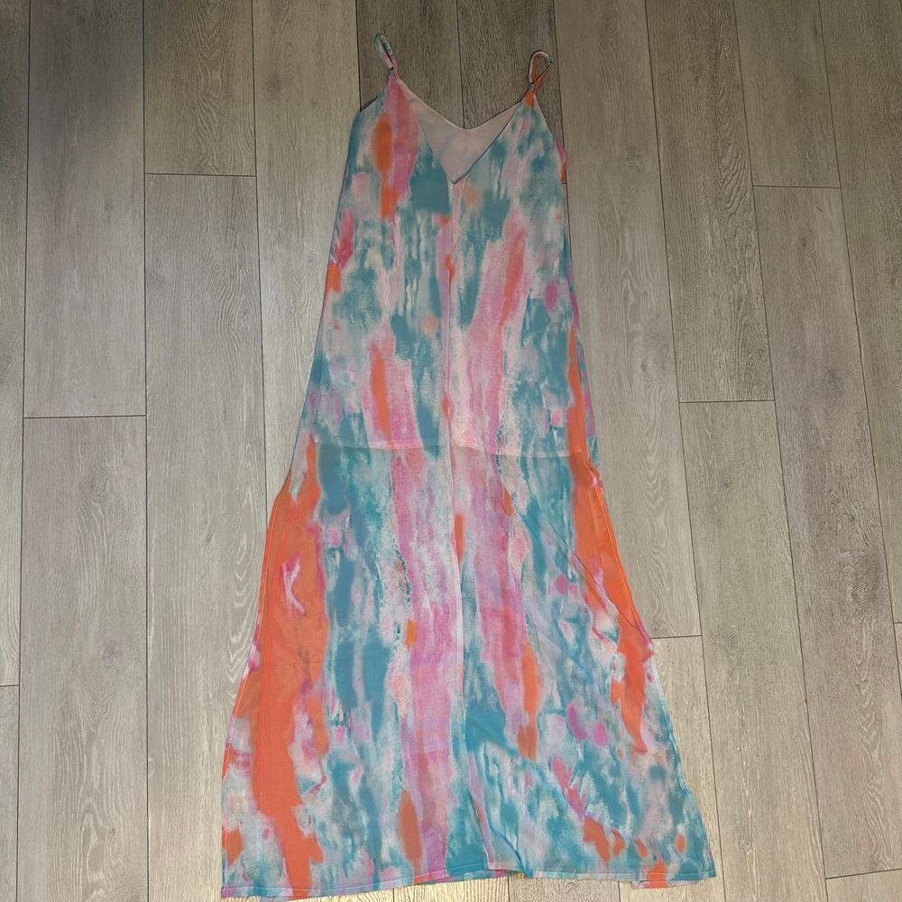 Lulus spring maxi spring vacation dress slits size small spaghetti straps‎ flowy